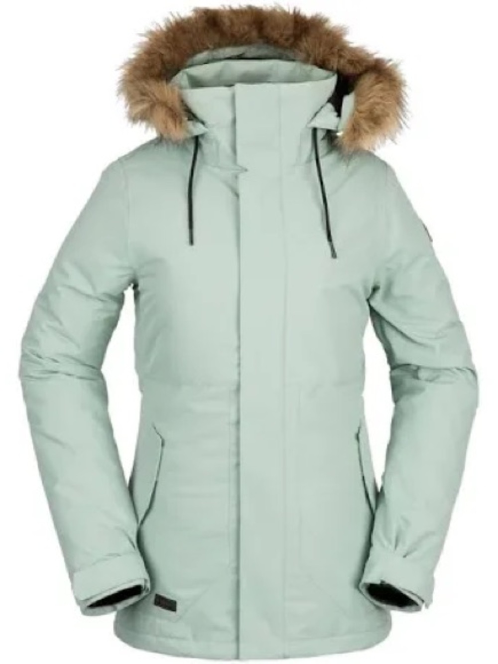 Volcom Light Mint Snowboard/Ski Jacket Hooded with Faux Fur Trim